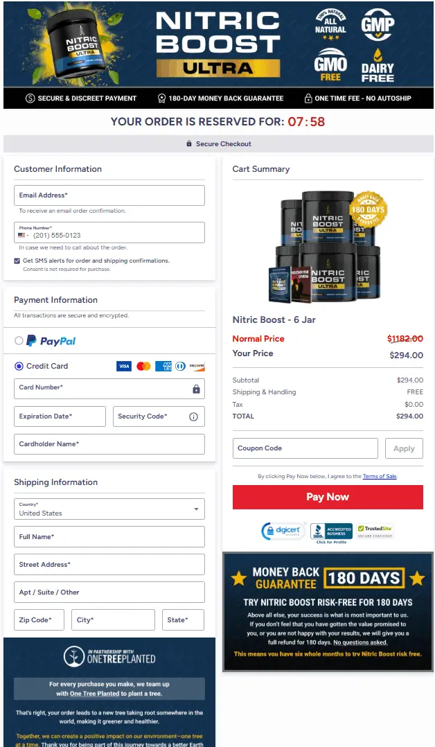Nitric Boost Ultra Secure Order Form